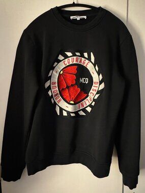 McQ by Alexander McQueen Black Sweatshirt Unisex Embroidered US XL